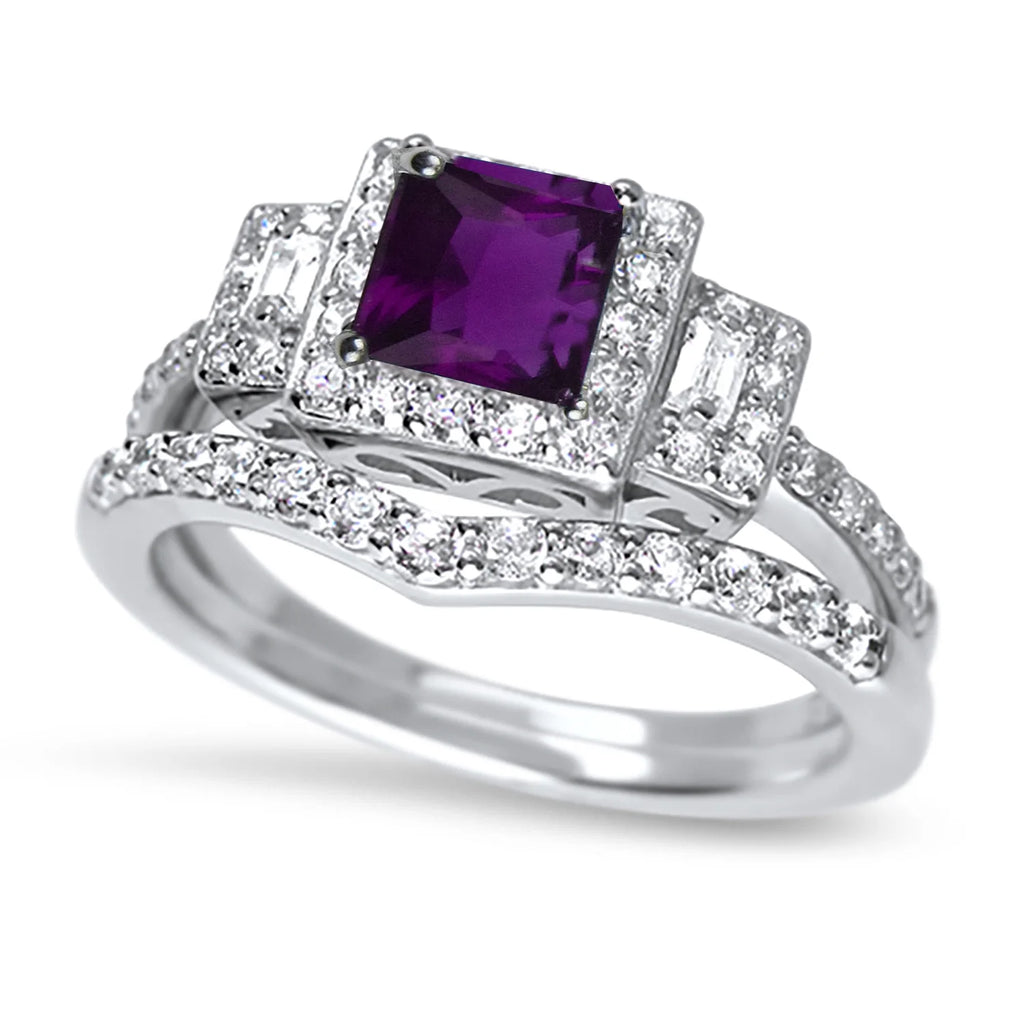 Amethyst Purple CZ Ring Set Size 6 H91668