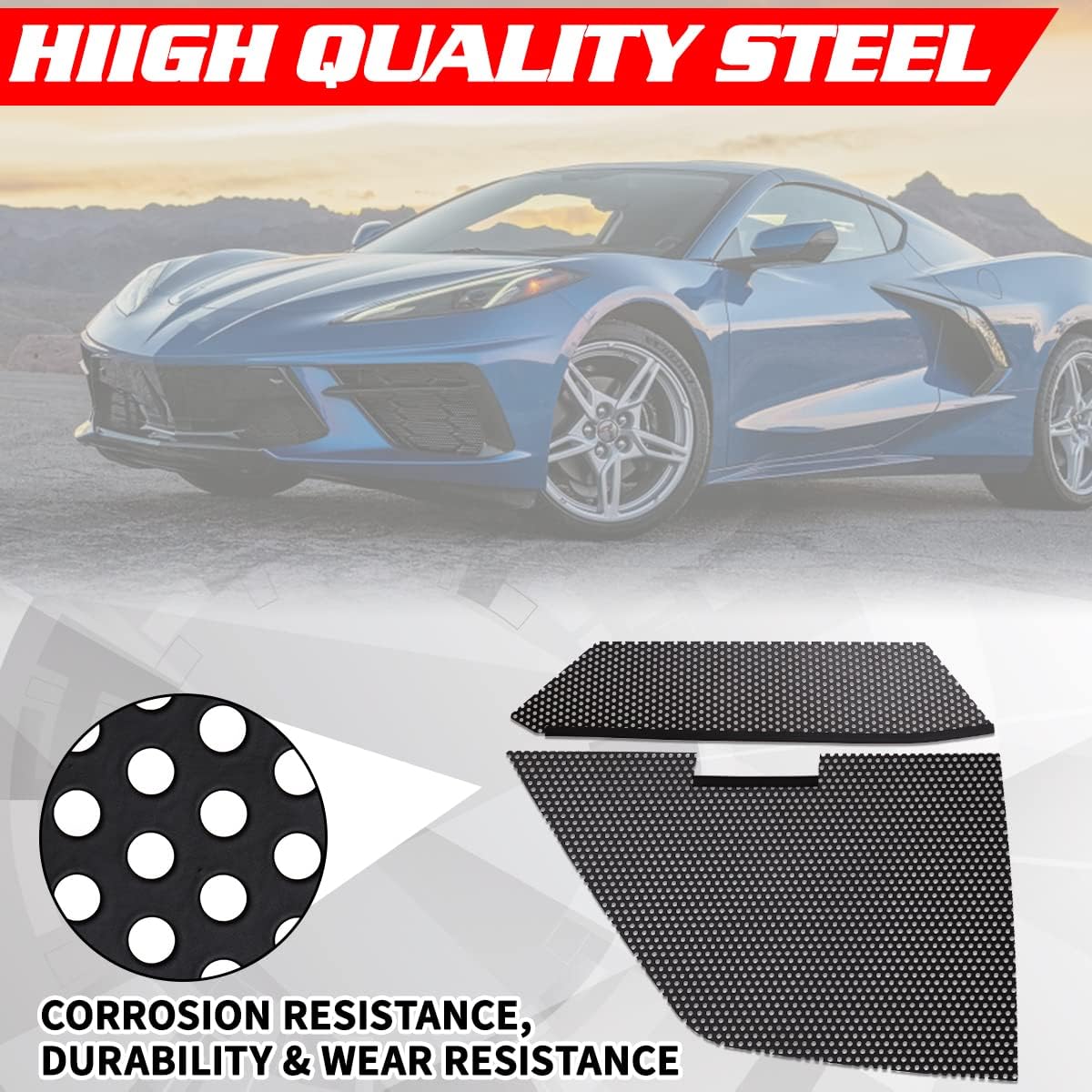 Black Aluminum Car Radiator Grille Vent Set Q886656