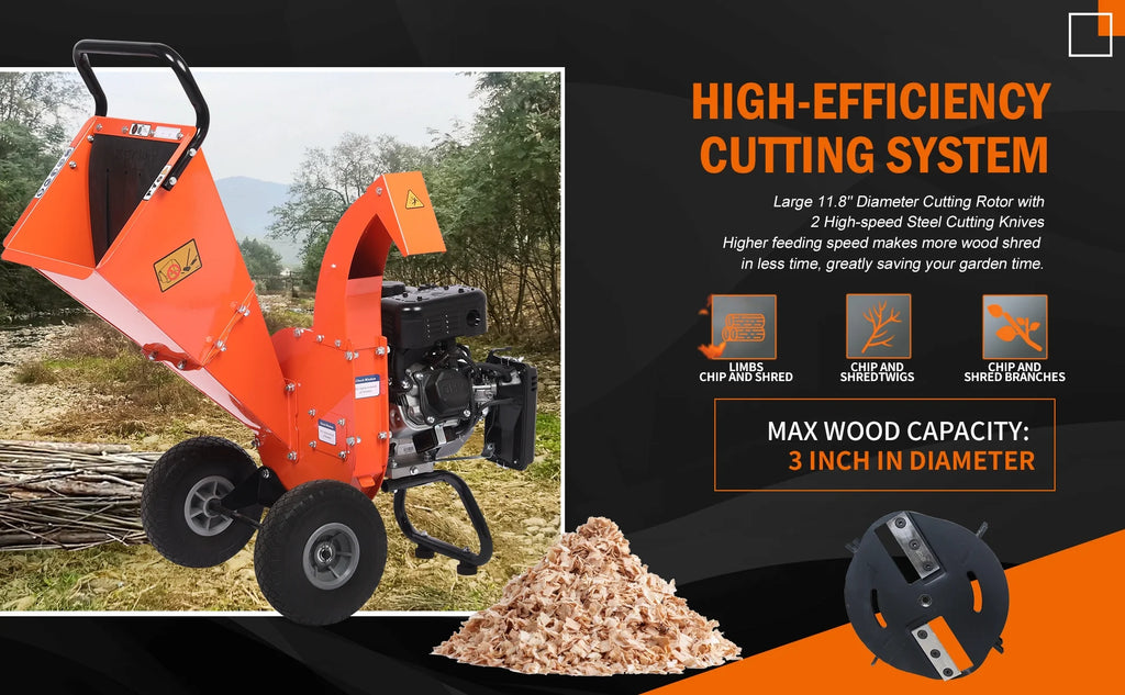 7 HP 212cc Gas Powered Wood Chipper Shredder V1313