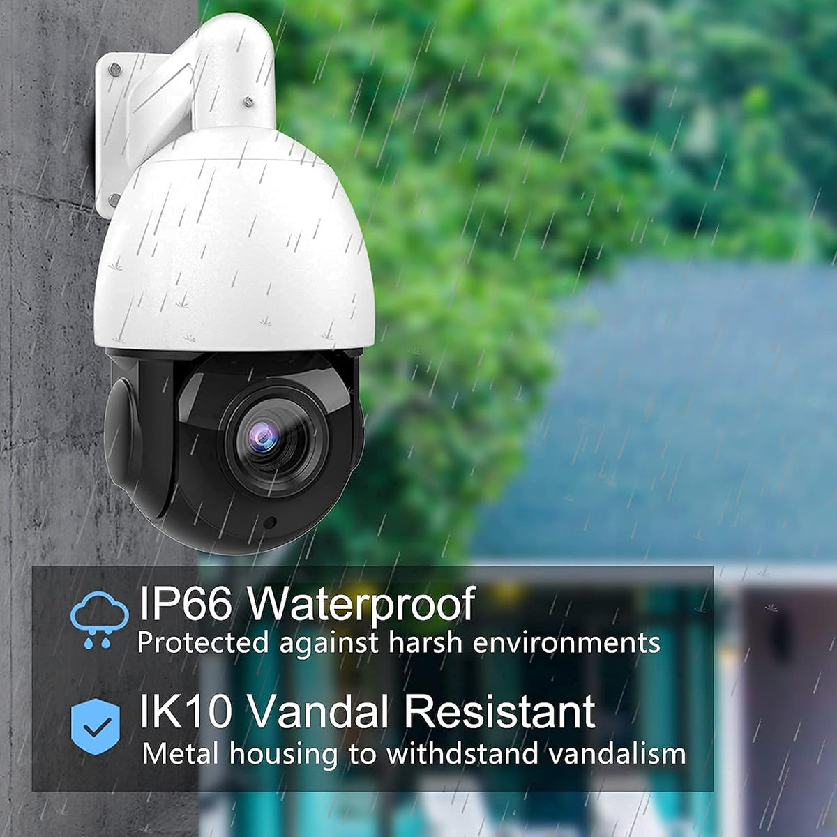 5MP Outdoor PTZ POE Security IP Camera Speed Dome with 18x Optical Zoom Pan Tilt 165ft IR Night Vision Motion Detection IP66 Waterproof R4159