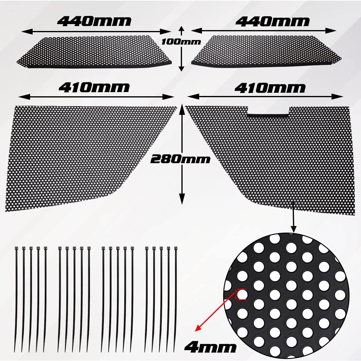 Black Aluminum Car Radiator Grille Vent Set Q886656