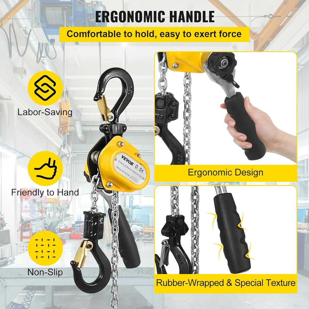0.5T 10 Ft Alloy Steel G80 Chain Lever Hoist with Hook Pack of 2 G21980