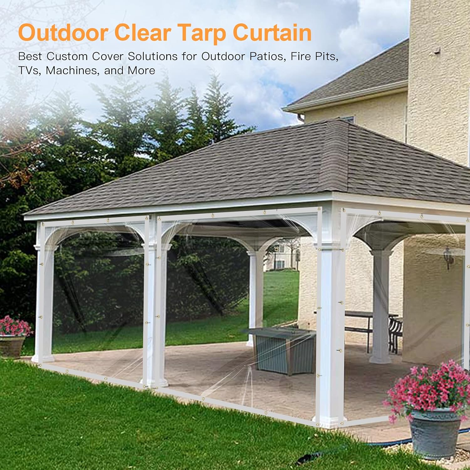 10 x 10FT Waterproof Transparent Vinyl Tarp with Grommets I300