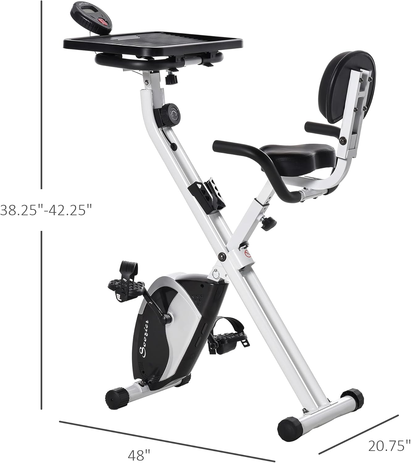 White Stationary Exercise Bike with Adjustable Desktop Q139
