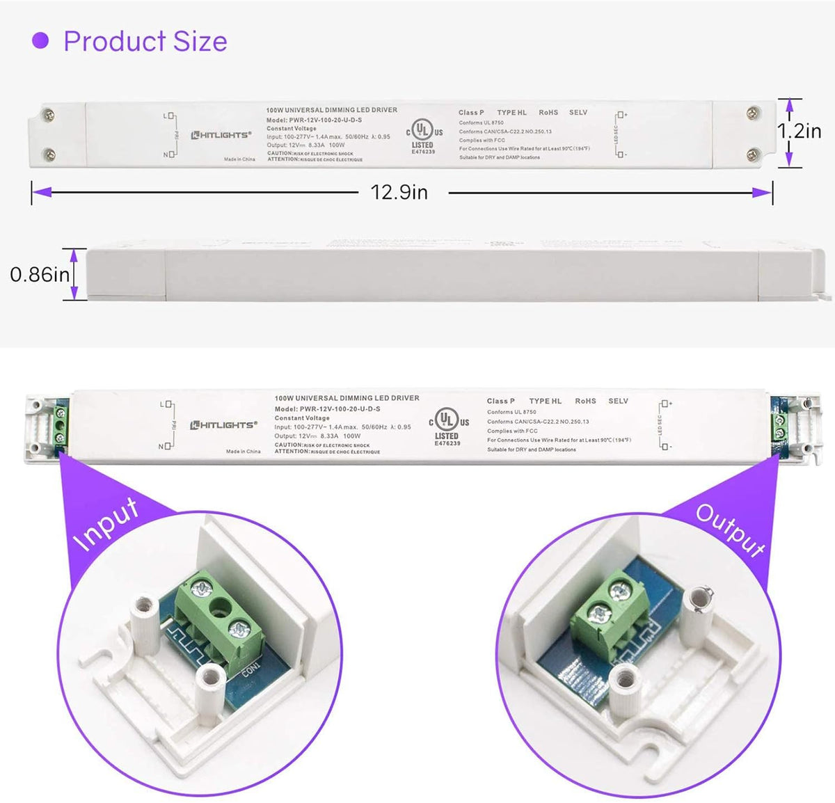 100W 12V Dimmable LED Driver N3543