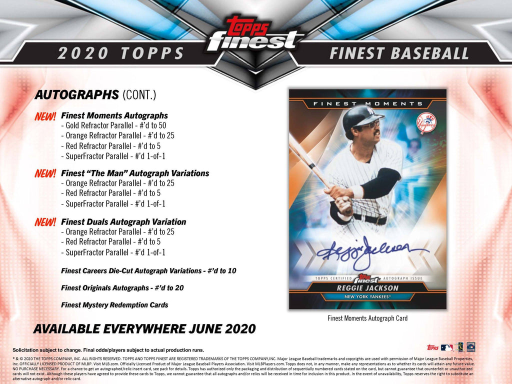 2020 Topps Finest Baseball Hobby Box D2381