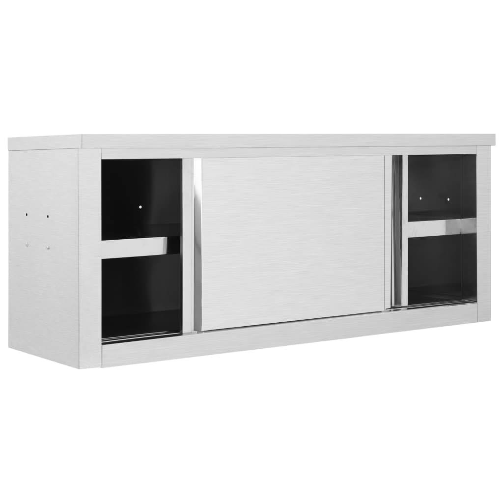 Stainless Steel Kitchen Wall Cabinet with Sliding Doors U439971