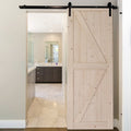 Unfinished Solid Spruce Wood Sliding Barn Door with Hardware Kit Q365124