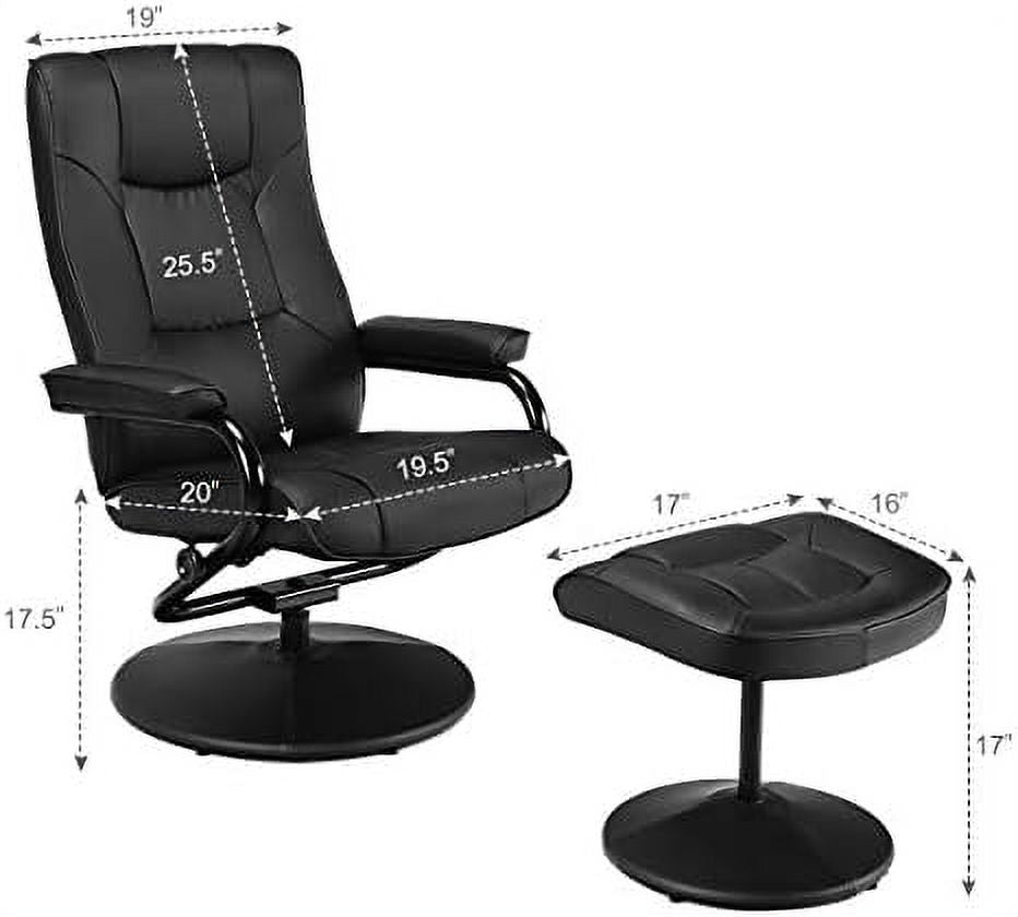 Gray PU Leather Recliner Chair with Ottoman B46368