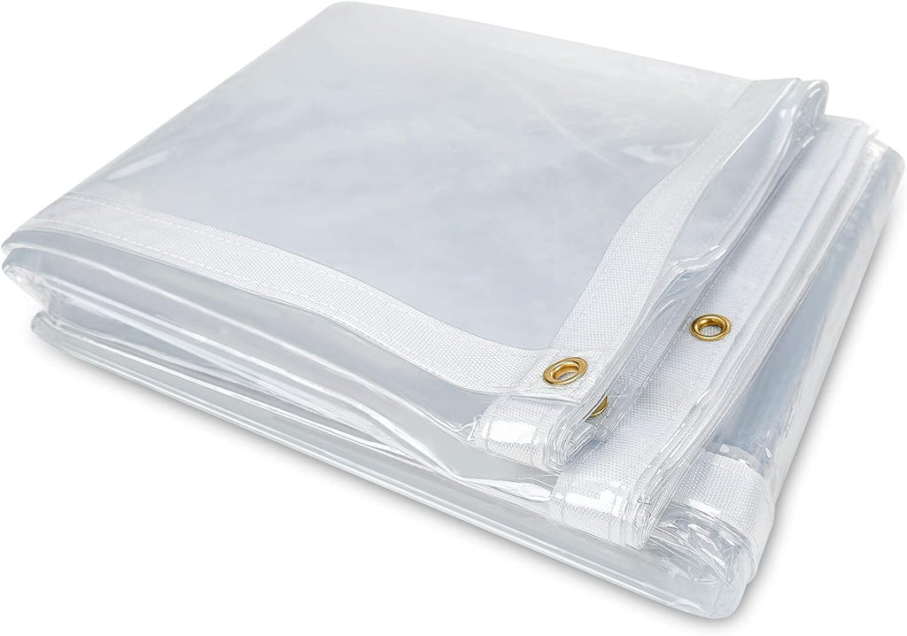 10 x 10FT Waterproof Transparent Vinyl Tarp with Grommets I300