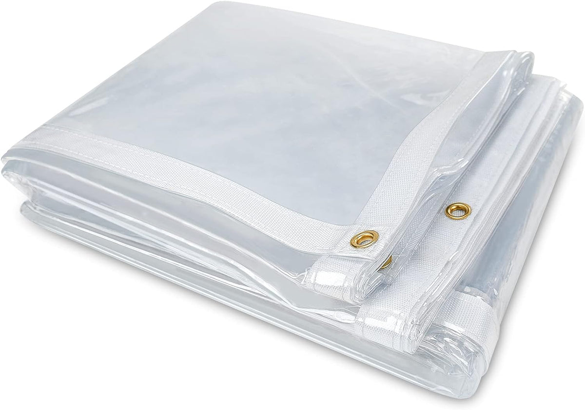 10 x 10FT Waterproof Transparent Vinyl Tarp with Grommets I300