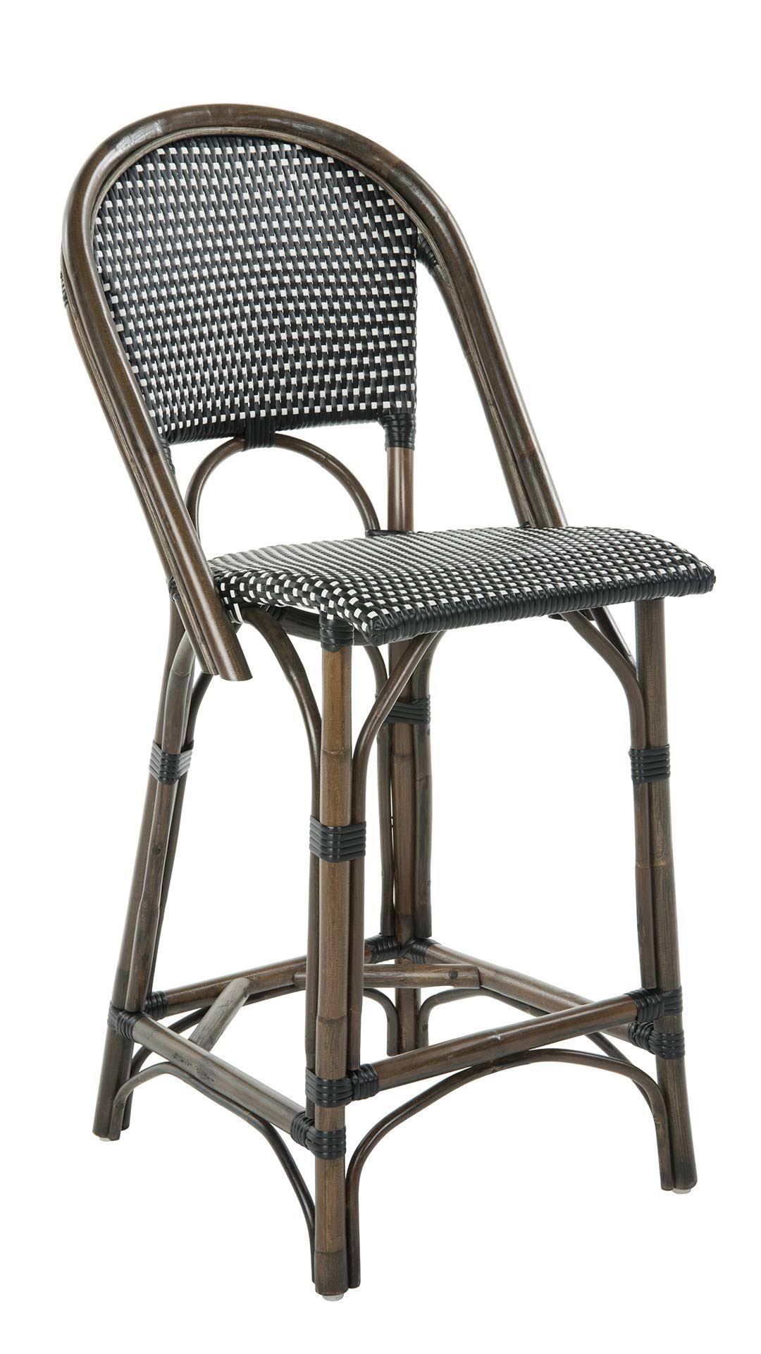 Antique Black & White Weave Bistro Counter Stool N83238