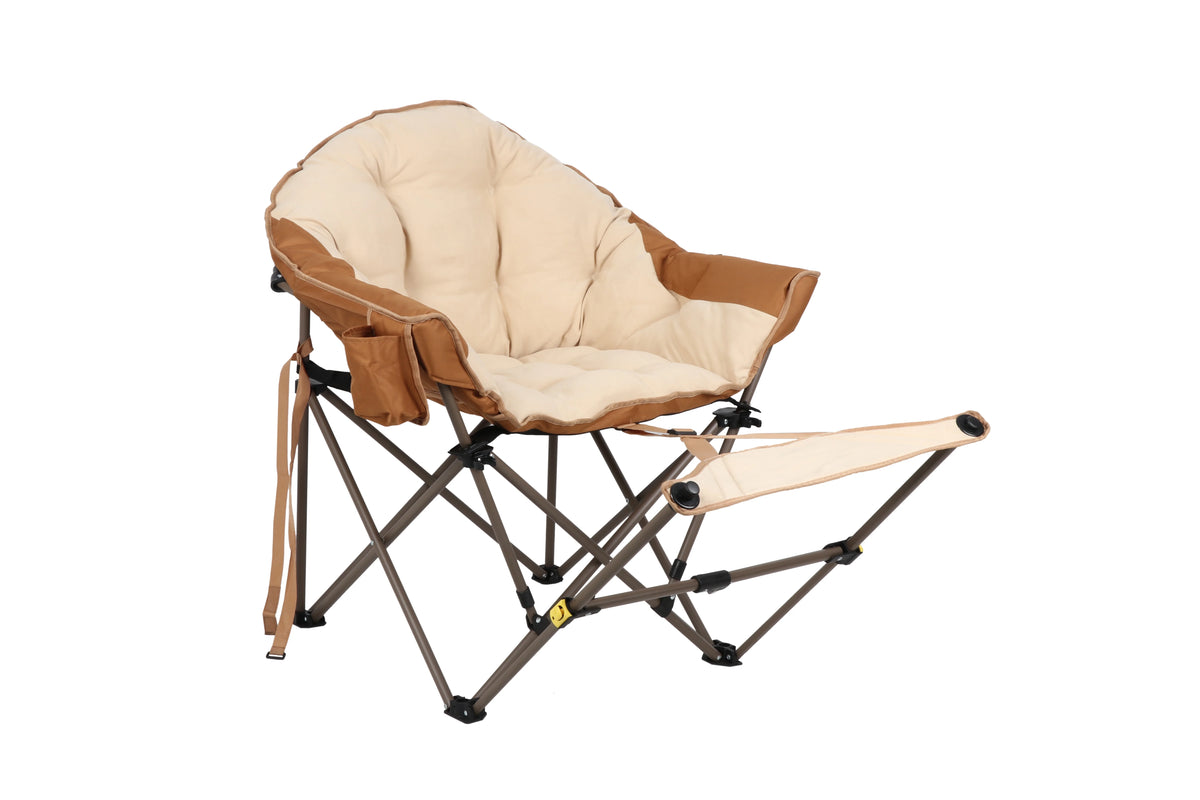 Beige Club Chair with Footrest G1678