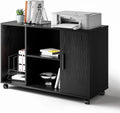 Black Wood Filing Cabinet with Adjustable Shelves on Lockable Wheels U394417