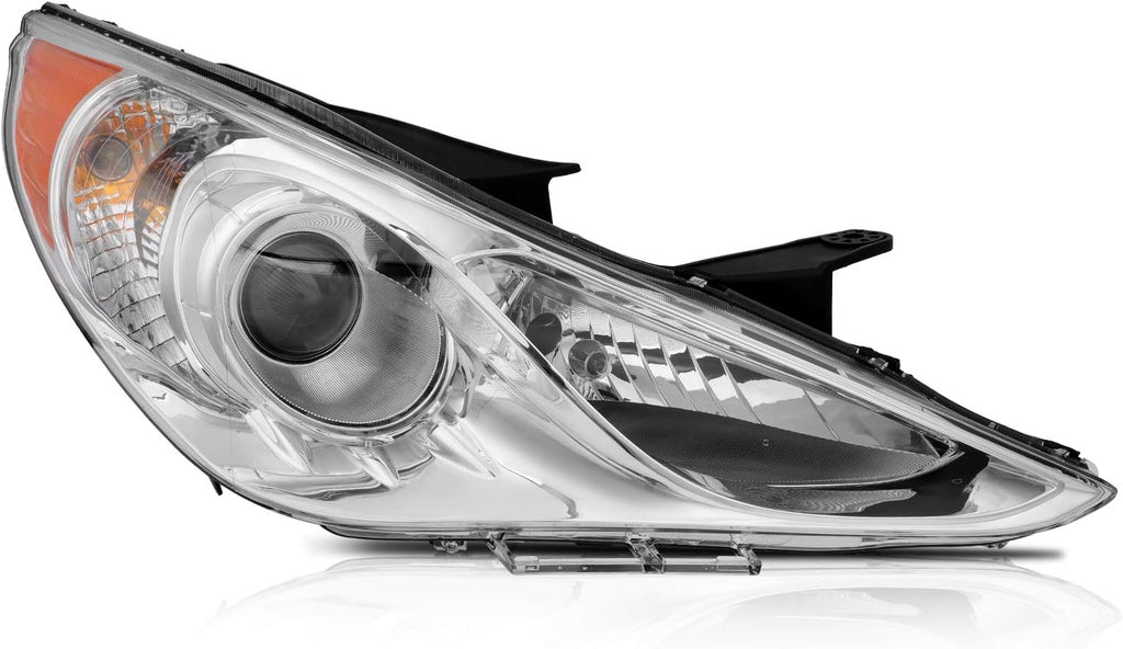 Headlight Assembly Chrome Housing Amber Reflector Clear Lens I501